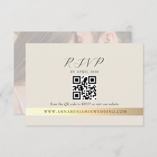 Ivory Photo QR Code Wedding 出欠カード (正面/裏面)