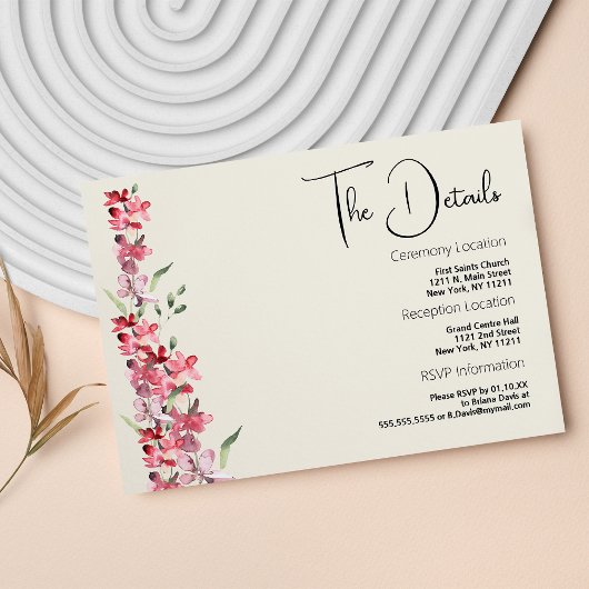 Ivory pink burgundy mint green floral Details Card エンクロージャーカード