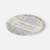 Ivory Pink Peony Blue Hydrangea Bridal Shower ペーパープレート (アングル)