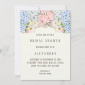 Ivory Pink Peony Blue Hydrangea Bridal Shower  招待状 (正面)