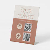 Ivory Pink Terracotta Let's Connect Social Media 台座サイン (正面)
