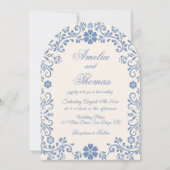 Ivory Powder Blue Whimsical Wedding Invitation 招待状 (正面)