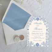 Ivory Powder Blue Whimsical Wedding Invitation 招待状
