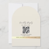 Ivory QR Code and Monogram Photo Wedding 招待状 (裏面)