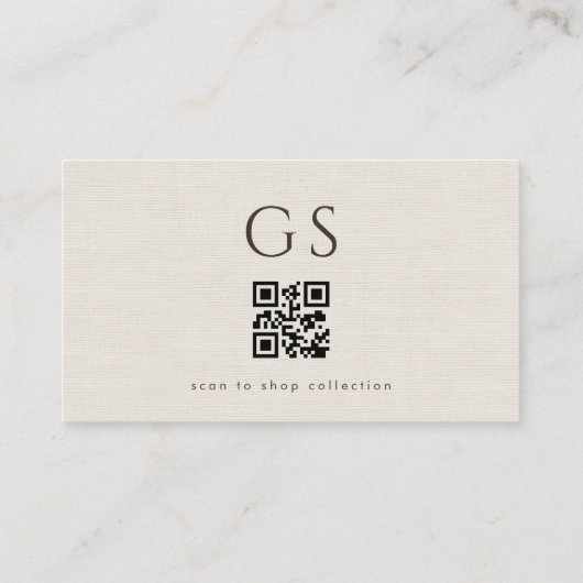 Ivory QR Code Linen Luxury Boutique Fashion  名刺 (裏面)