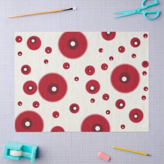 Ivory Red Dots Funky Pattern Decoupage 薄葉紙 (クラフト)