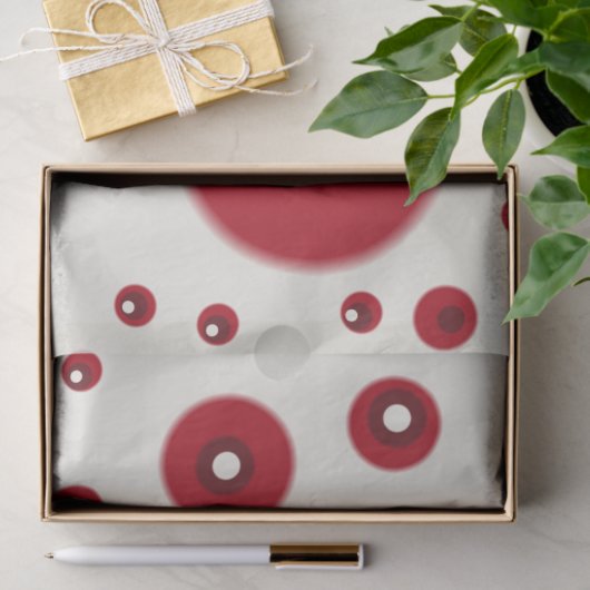 Ivory Red Dots Funky Pattern Decoupage 薄葉紙 (ギフト)