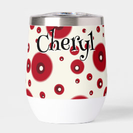 Ivory Red Dots Funky Whimsical Circle Pattern 