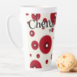 Ivory Red Dots Funky Whimsical Circle Pattern  カフェラテマグ