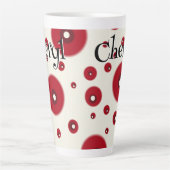 Ivory Red Dots Funky Whimsical Circle Pattern カフェラテマグ (正面)