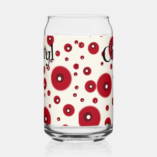 Ivory Red Dots Funky Whimsical Circle Pattern  ガラス缶 (左)