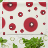 Ivory Red Dots Funky Whimsical Circle Pattern  キッチンタオル (折り畳み)