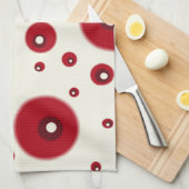 Ivory Red Dots Funky Whimsical Circle Pattern  キッチンタオル (四つ折り)