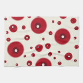 Ivory Red Dots Funky Whimsical Circle Pattern  キッチンタオル (横)