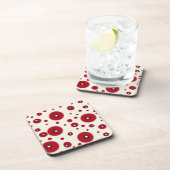 Ivory Red Dots Funky Whimsical Circle Pattern  コースター (右側)