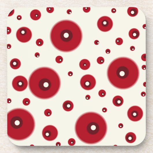 Ivory Red Dots Funky Whimsical Circle Pattern  コースター (正面)