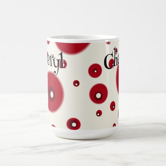 Ivory Red Dots Funky Whimsical Circle Pattern コーヒーマグカップ (中央)