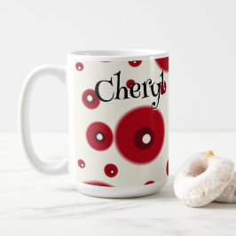 Ivory Red Dots Funky Whimsical Circle Pattern  コーヒーマグカップ