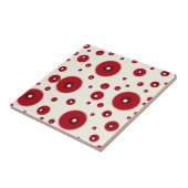 Ivory Red Dots Funky Whimsical Circle Pattern  タイル (側面)