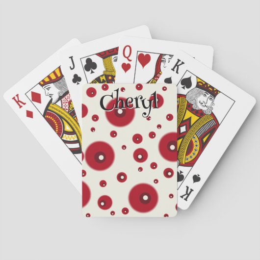 Ivory Red Dots Funky Whimsical Circle Pattern  トランプ (裏面)