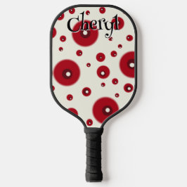 Ivory Red Dots Funky Whimsical Circle Pattern  ピックルボールラケット
