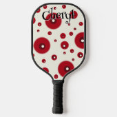 Ivory Red Dots Funky Whimsical Circle Pattern  ピックルボールラケット (裏面)