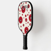 Ivory Red Dots Funky Whimsical Circle Pattern  ピックルボールラケット (左)