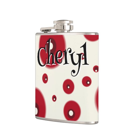 Ivory Red Dots Funky Whimsical Circle Pattern  フラスク (左)