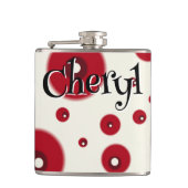 Ivory Red Dots Funky Whimsical Circle Pattern フラスク (正面)