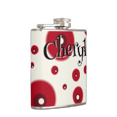 Ivory Red Dots Funky Whimsical Circle Pattern  フラスク (右)