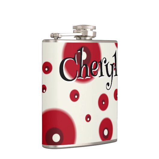 Ivory Red Dots Funky Whimsical Circle Pattern フラスク (右)