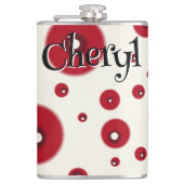 Ivory Red Dots Funky Whimsical Circle Pattern  フラスク (正面)
