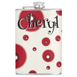 Ivory Red Dots Funky Whimsical Circle Pattern  フラスク