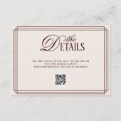 Ivory Red Old Money Wedding Details QR code エンクロージャーカード (正面)