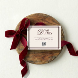 Ivory Red Old Money Wedding Details QR code エンクロージャーカード