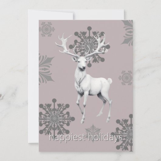 Ivory Reindeer Christmas Party | Pink 招待状 (正面)