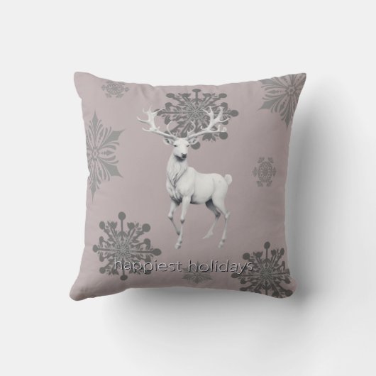 Ivory Reindeer Christmas | Pink クッション (裏面)