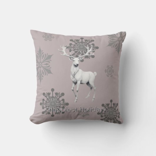 Ivory Reindeer Christmas | Pink クッション (正面)