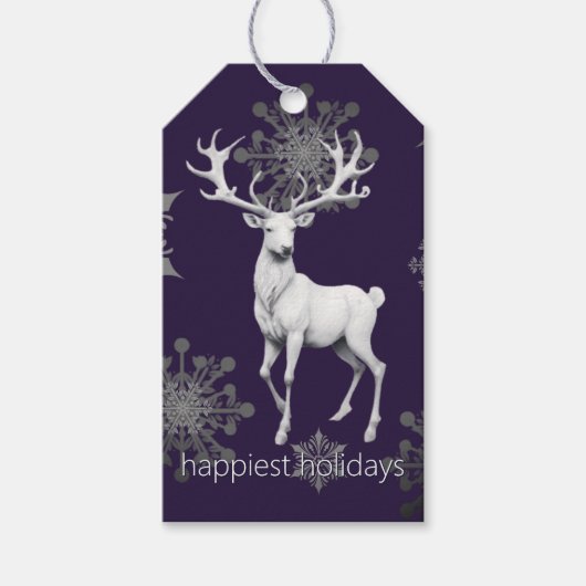 Ivory Reindeer Christmas | Purple ギフトタグ (正面)