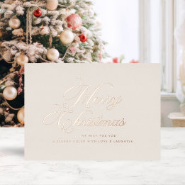 Ivory Rose Gold Christmas Card 箔シーズンカード