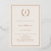 Ivory rose gold monogrammed wreath birthday 箔招待状 (正面)