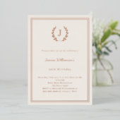 Ivory rose gold monogrammed wreath birthday 箔招待状 (立ち正面)