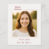 Ivory rose gold photo birthday Save the Date チラシ (正面)