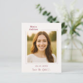 Ivory rose gold photo birthday Save the Date card (スタンド正面)