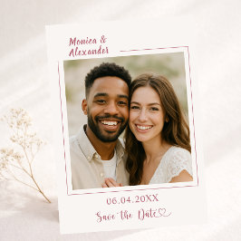 Ivory rose gold photo wedding Save the Date チラシ