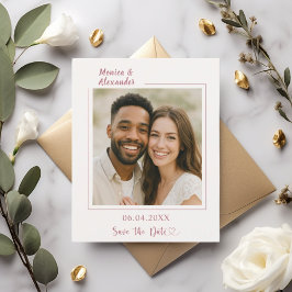 Ivory rose gold photo wedding Save the Date チラシ