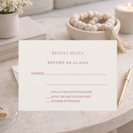 Ivory rose gold wedding response RSVP ノートカード