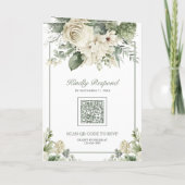 Ivory Rose Sage Green Floral Photo QR Code Wedding 招待状 (裏面)