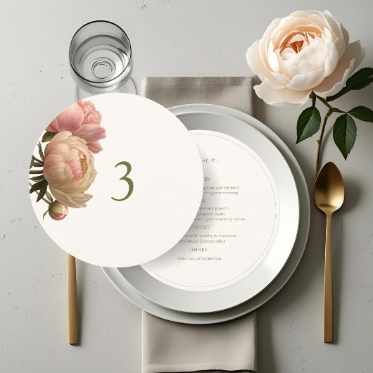 Ivory | Rose Table No & Menu Round Wedding Menu メニュー