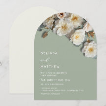 Ivory Roses 3D Flowers Sage Green Arch Wedding